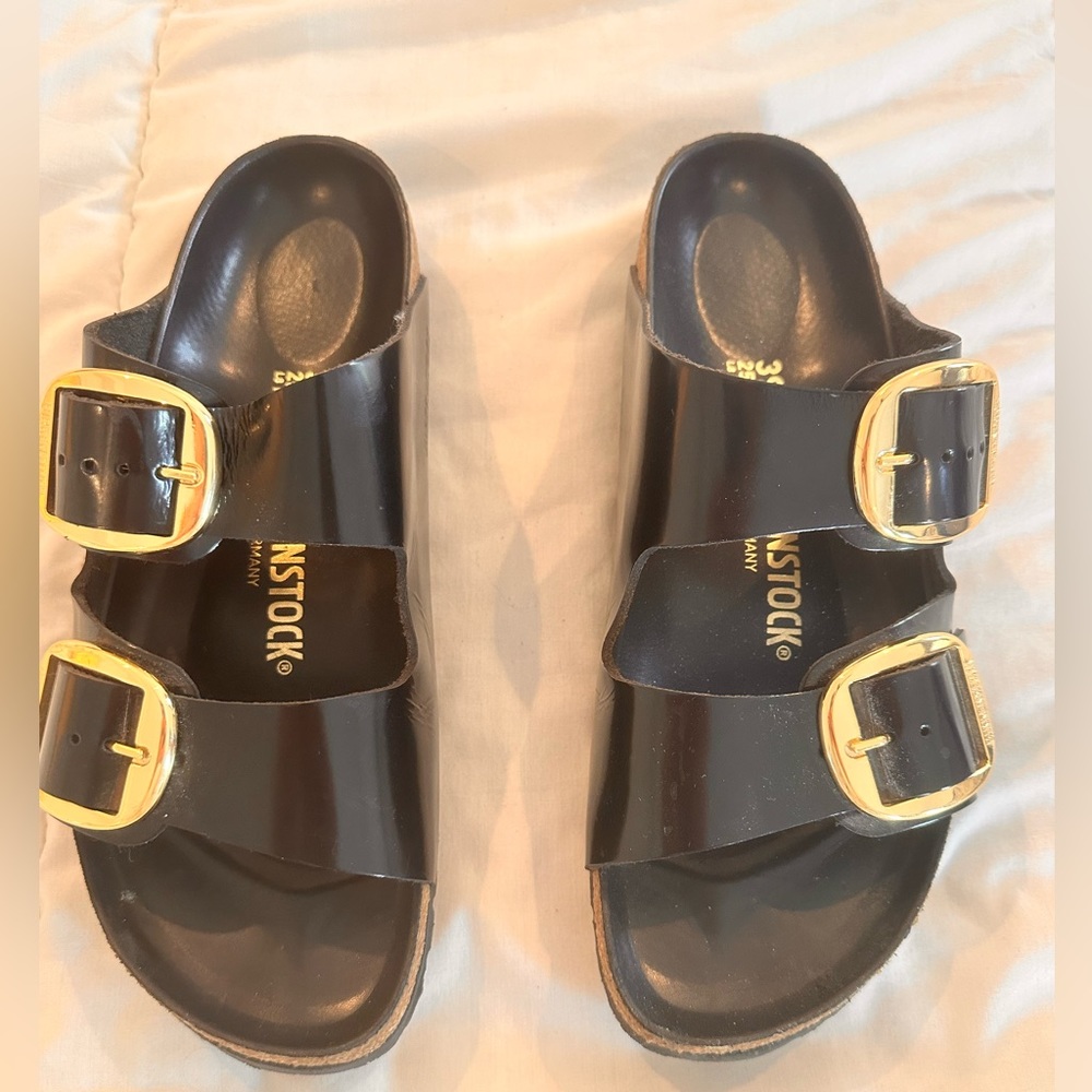 Black Patent Big Buckle Birkenstocks